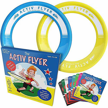 Picture of Activ Life Best Kids Flying Rings [Yellow/Cyan] - Top Birthday Presents & Gifts for Young Boys Girls Ages 3 and Up - Ultimate Outdoor Toss Beach Toys Vacation, School Playground, Park, Pool Fun