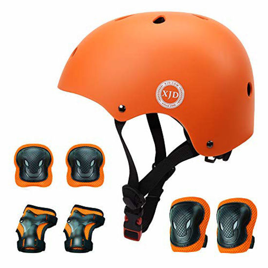 GetUSCart- XJD Kids Helmet 3-8 Years Toddler Helmet Boys Girls Adjustable  Sports Protective Gear Set Knee Pad Elbow Pads Wrist Guards Roller Bicycle  BMX Bike Skateboard Helmets for Kids Orange S