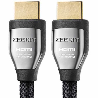 Picture of Zeskit Cinema Plus High Speed with Ethernet 22.28Gbps HDMI 2.0b Cable, 4K 60Hz HDR ARC 4:4:4 HDCP 2.2 (10ft Braided)