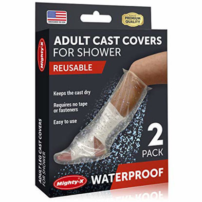 Picture of 100% Waterproof Cast Cover Leg -2021 UpgradedWatertight Seal - Reusable Adult Cast Covers for Shower Leg, Knee & Ankle - 2 Pack