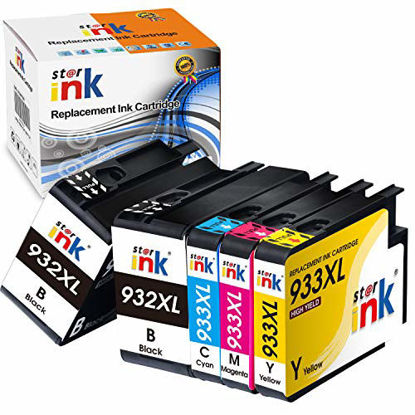 Picture of Starink Comaptible Ink Cartridge Replacement for HP 933XL 932XL 932 933 XL Combo Pack for OfficeJet 6600 6700 7610 7612 7510 7110 6100 Printer(2 Black, Cyan Magenta Yellow, 5 Packs)