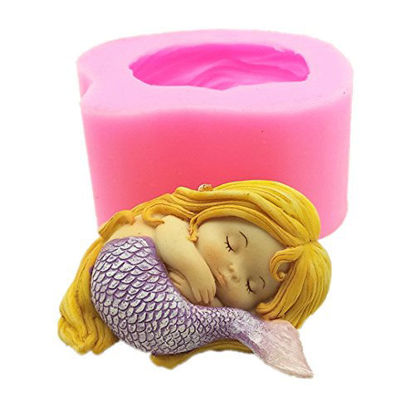 Picture of Dekostar Sleeping Mermaid Fandont Molds,3D Mermaid Silicone Cake Moulds Decoration Handmade Soap Candle Stone Mold Cake Decoration Tools