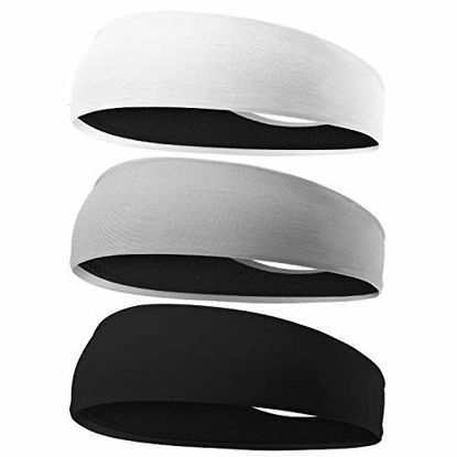 Picture of EasYoung Headbands for Men, 3-Pack Men's Sweatbands Headbands, Sport Headbands for Running, Hiking, Yoga, and Performance Stretch, Moisture Wicking Headbands