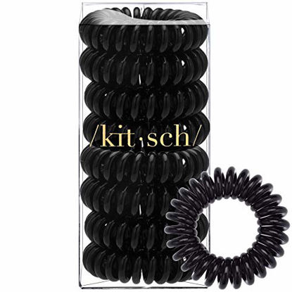 Picture of Kitsch Spiral Hair Ties, Coil Hair Ties, Phone Cord Hair Ties, Hair Coils - 8 Pcs, Black