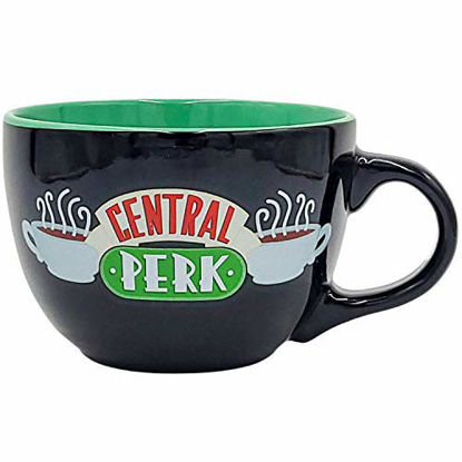 Picture of Silver Buffalo Friends Central Perk Oversized Ceramic Coffee Mug for Cappuccino, Latte, Hot Cocoa, Soup Mug or Cereal, 24 Oz, Black