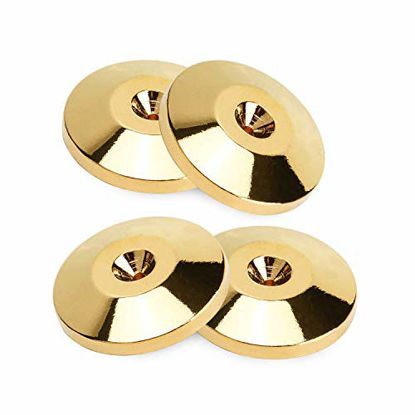 Picture of Trolleyshop 4 PCS Gold Speaker Isolation Spikes Box Floor Protectors Shoes Mats 5x25mm Nickel Plated Isolation Stand Foot Cone Base Pads for Audio Turntable Speaker CD AMP