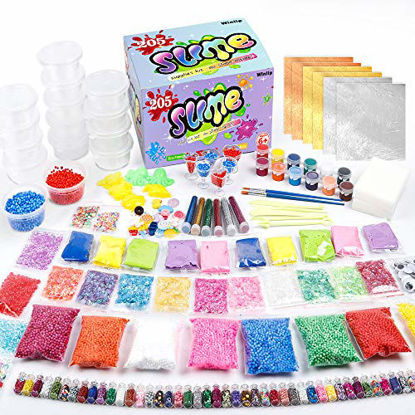 Picture of Slime Supplies Kit, 205 Pack Add Ins Slime Kit for Kids Girls Slime Making, Including Foam Balls, Glitter, Fishbowl Beads, Charms, Clear Containers by WINLIP