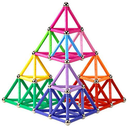 Picture of Elongdi Magnetic Building Blocks, [ 132 Pieces ] Lengthen Building Sticks Set, Magnet Stem Toys Set Non-Toxic Building 3D Puzzle Boys Toys for Kids and Adult