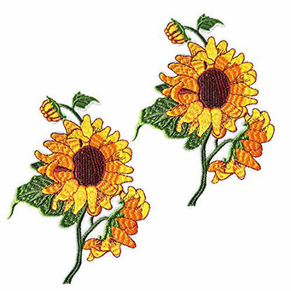 Picture of 2 Pcs Delicate Embroidered Patches, Van Gogh Sunflower Embroidery Patches, Iron On Patches, Sew On Applique Patch,Cool Patches for Men, Women, Boys, Girls, Kids