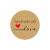 Picture of 1" Inch Round Natural Kraft Handmade with Love Stickers/500 Labels per roll