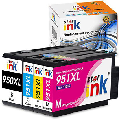 Picture of Starink Compatible Ink Cartridge Replacement for HP 950XL 951XL 951 950 XL for OfficeJet Pro 8610 8100 8600 8630 8620 8625 8615 8640 276DW 251DW 271DW(Black Cyan Magenta Yellow, 4-Pack)