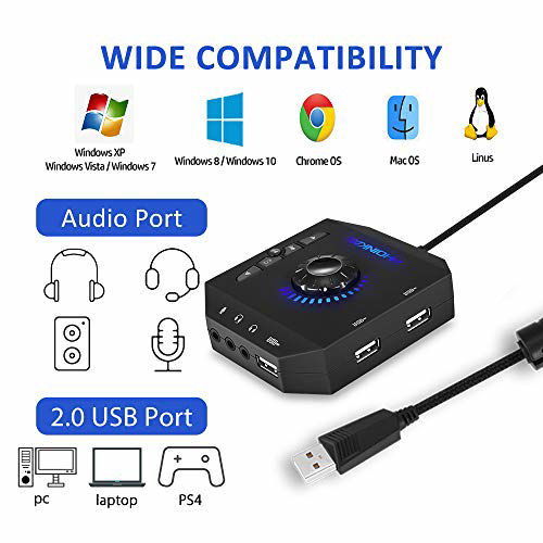 GetUSCart PHOINIKAS External Sound Card, USB Audio Adapter with 3.5mm