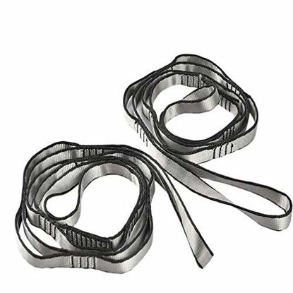 Picture of YOBEYI 2pcs Nylon Daisy Chain 6 Loop Adjustable Multipurpose Strap Rope 25kN Strong Climbing Straps 43 Inches for Yoga Swing Yoga Hammock Trapeze Ceiling Anchors Daisy Chains (Gray)