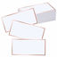 Picture of EXQUISS 50 Pcs Rose Gold Foil Border Place Cards Name Tags Seating Cards Blank Place Cards White Cards Reserved Cards Perfect for Wedding Reception Party Birthday Baby Shower Event - 4 x 2 inches 