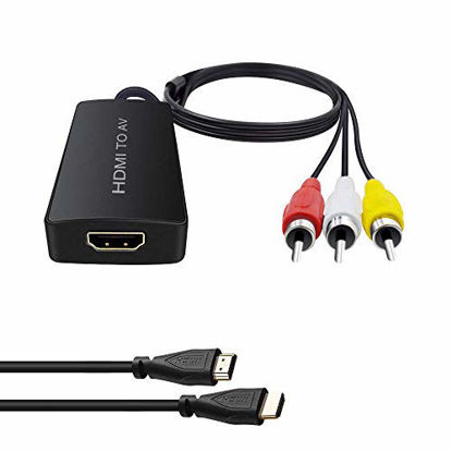 Picture of HDMI to AV Converter, HDMI to RCA Converter, HDMI to Older TV Adapter Compatible for Roku Streaming Stick, DVD, Blu-ray Player ect. Supports PAL/NTSC (HDMI to Audio Video Converter)