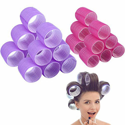 Picture of Jumbo Size Hair Roller sets, Self Grip, Salon Hair Dressing Curlers, Hair Curlers, 2 size 24 packs (12XJUMBO+12XLARGE)