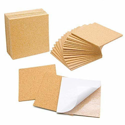 Picture of Blisstime 36 PCS Self-Adhesive Cork Sheets 4"x 4" for DIY Coasters, Cork Board Squares, Cork Tiles, Cork Mat, Mini Wall Cork Board with Strong Adhesive-Backed