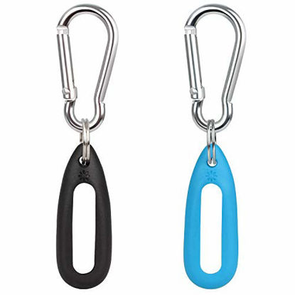 Picture of MiPhee 2-Pack Silicone Case for Pokemon Go-Tcha with Keychain Carabiner, Black+Blue