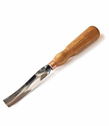 Picture of BeaverCraft Wood Carving Gouge Chisel 7L/22 Wood Carving Tools Bowl Carving Carbon Steel Blade Wood Handle Radial Gouge Hard and Soft Woods (Long Bent Gouge G7L/22)