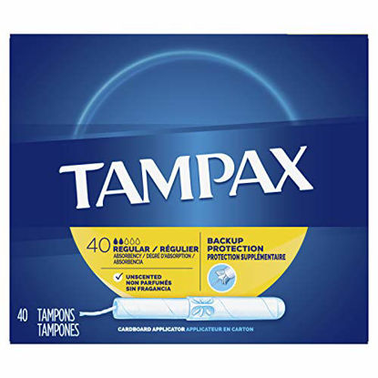 Picture of Tampax Cardboard Applicator Tampons, Regular, Unscented, 40 Count