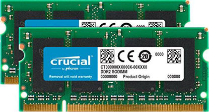 Picture of Crucial 4GB Kit (2GBx2) DDR2 800MHz (PC2-6400) CL6 SODIMM 200-Pin Notebook Memory Modules CT2KIT25664AC800