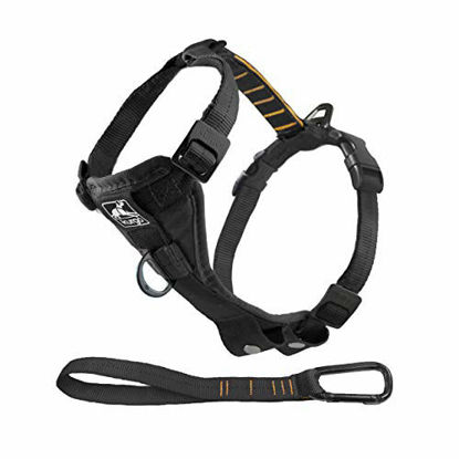 Picture of Kurgo Dog Harness | Pet Walking Harness | Medium | Black | No Pull Harness Front Clip Feature for Training Included | Car Seat Belt | Tru-Fit Quick Release Style