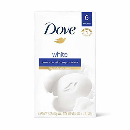 Picture of Dove Beauty Bar Gentle Cleanser for Softer and Smoother Skin with 1/4 Moisturizing Cream White More Moisturizing than Bar Soap, 3.75 oz, 6 Bars