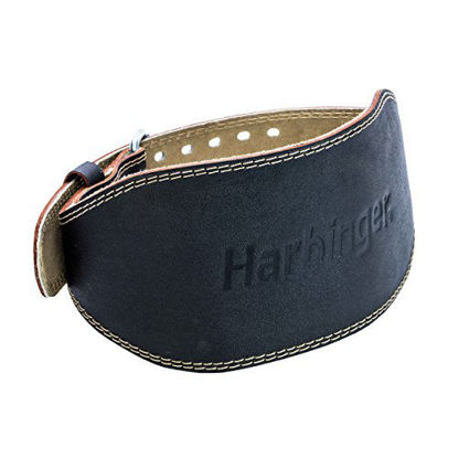 Picture of Harbinger 361071 Padded Leather Contoured Weightlifting Belt with Suede Lining and Steel Roller Buckle, 4-Inch, Medium