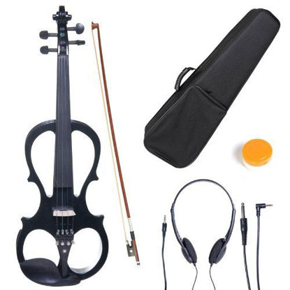 Picture of Cecilio 4/4 CEVN-1BK Solid Wood Electric/Silent Violin with Ebony Fittings in Style 1 - Full Size - Black Metallic