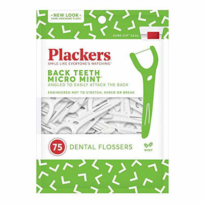 Picture of Plackers Back Teeth Micro Mint Dental Floss Picks, 75 Count