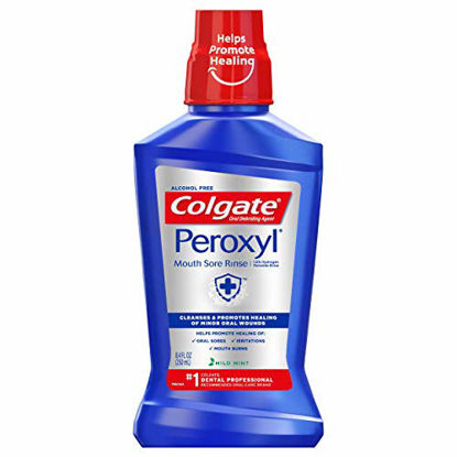 Picture of Colgate Peroxyl Antiseptic Mouth Sore Rinse, Mild Mint - 250mL, 8.45 fluid ounce