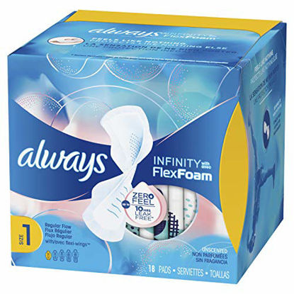 Picture of Always Infinity FlexFoam Pads for Women, Size 1, Regular Absorbency, Unscented, 18 Count