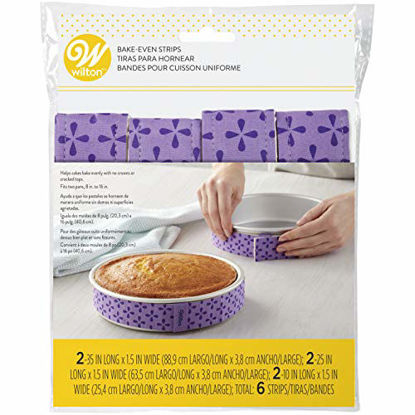 Picture of Wilton Bake-Even Strips, Takes Baking to the Next Level, Keeps Cakes More Level and Prevents Crowning with Cleaner Edges for a Professional Look and Easier Decorating, 6-Piece,Purple