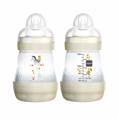 Picture of MAM Easy Start Anti-Colic Bottle, 5 oz (2-Count), Baby Essentials, Slow Flow Bottles with Silicone Nipple, Baby Bottles for Baby Boy or Girl, White