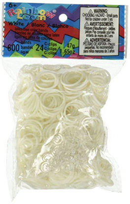 Picture of Rainbow Loom Official White Rubber Bands Refill 600 Count + 24 C-Clips