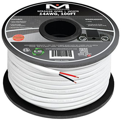 Picture of Mediabridge 14AWG 2-Conductor Speaker Wire (100 Feet, White) - 99.9% Oxygen Free Copper - ETL Listed & CL2 Rated for in-Wall Use (Part# SW-14X2-100-WH)
