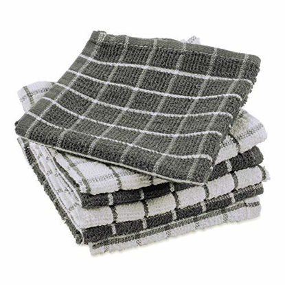 Picture of DII Terry Combo Windowpane Dishcloths Absorbant, Multi-Use, Fast Drying and Machine Washable, 12x12", Gray 6 Piece