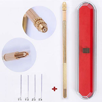 Picture of Ventilating Needle for Lace Wig - AliLeader Brass Ventilating Holder And 4 Different Size Stainless Steel Needles (1-1, 1-2, 2-3, 3-4) For Make/Repair Lace Wig Needles