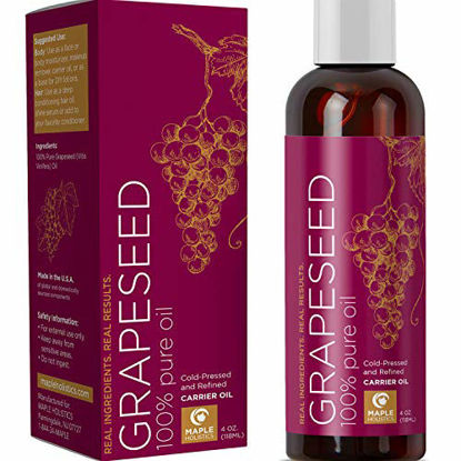 Picture of Grapeseed Oil Anti Aging Moisturizer - Grapeseed Carrier Oil for Essential Oils Mixing and Grapeseed Extract Liquid for DIY Skin Care - Pure Grape Seed Oil for Nail Care Hair Oils and Facial Oil