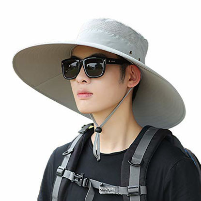 Picture of Sun Hat for Men Women, 6" Brim Sun Protection Outdoor Bucket Cap, Unisex Beach Fishing Golf Safari Waterproof Breathable Packable Boonie Hat