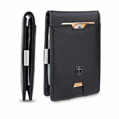 Picture of TRAVANDO Mens Wallet Money Clip PHOENIX Front Pocket Slim RFID Bifold Gifts (Black)