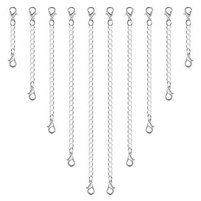 Picture of Anezus 10Pcs Necklace Extenders, Jewelry Extenders for Necklaces, Silver Bracelet Extender, Chain Extenders for Necklace, Bracelet and Jewelry Making (Assorted Sizes)