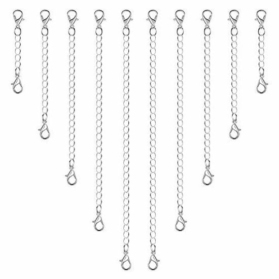 Picture of Anezus 10Pcs Necklace Extenders, Jewelry Extenders for Necklaces, Silver Bracelet Extender, Chain Extenders for Necklace, Bracelet and Jewelry Making (Assorted Sizes)