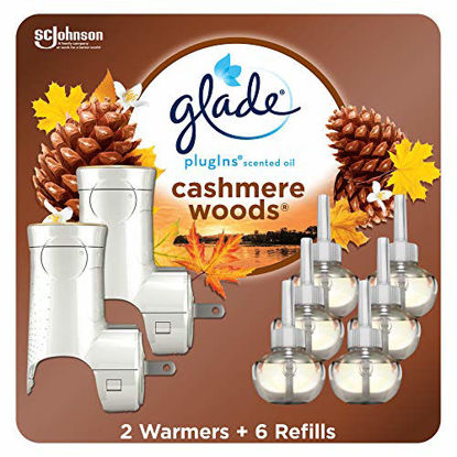 Picture of Glade PlugIns Refills Air Freshener Starter Kit, Scented Oil for Home and Bathroom, Cashmere Woods, 4.02 Fl Oz, 2 Warmers + 6 Refills