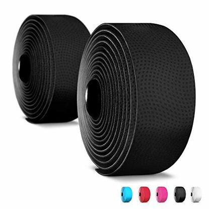 Picture of Alien Pros Bike Handlebar Tape PU (Set of 2) Black - Enhance Your Bike Grip with These Bicycle Handle bar Tape - Wrap Your Bike for an Awesome Comfortable Ride (Set of 2, Black)