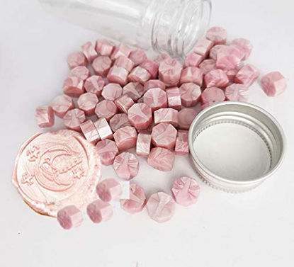 Picture of Gpeal 80 Pieces Metallic Champagne Rose Sealing Wax Beads Wax Seal Stamp Melts Beautiful Color Sealing Wax Wedding Invitations Christmas Gift Cards Party Envelopes Christmas Gift Packages Sealing Kit