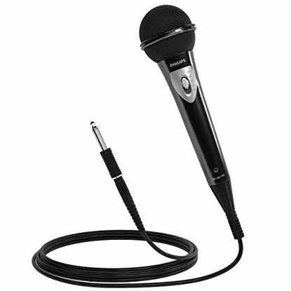 Picture of PHILIPS Vocal Dynamic Microphone, Wired Mic Audio Technica Microphone Professional, for Vocal and Singing with Volume Control with 16 Feet XLR Audio Cord