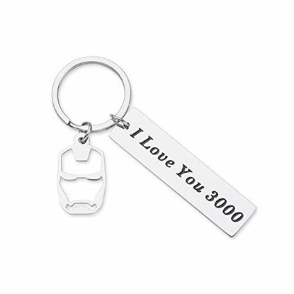 Picture of I Love You 3000 Keychain for Boyfriend Girlfriend Iron Man Gift for Dad Comic Movie Inspired Gift Avengers Endgame Avengers Fan Gift Tony Stark Gift Couples Keychain for Husband Wife Birthday