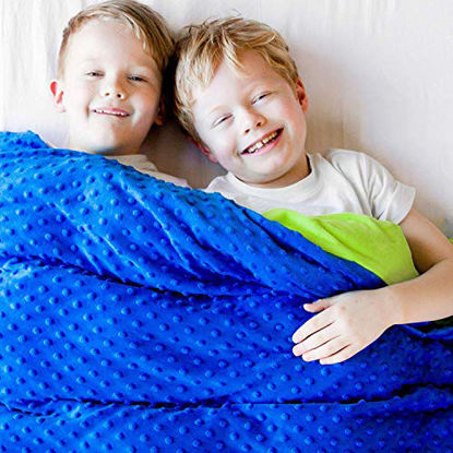 Picture of Harkla Kids Weighted Blanket (10lbs) - Cooling Bamboo Weighted Blanket for Children Weighing 70lb to 90lb - Soft and Comfortable Minky Fabric - Duvet Cover & Weight