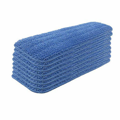 Picture of Set of 8 Microfiber Spray Mop Replacement Heads for Wet/Dry Mops Reusable Replacement Refills Fits for Floor Care System - Blue